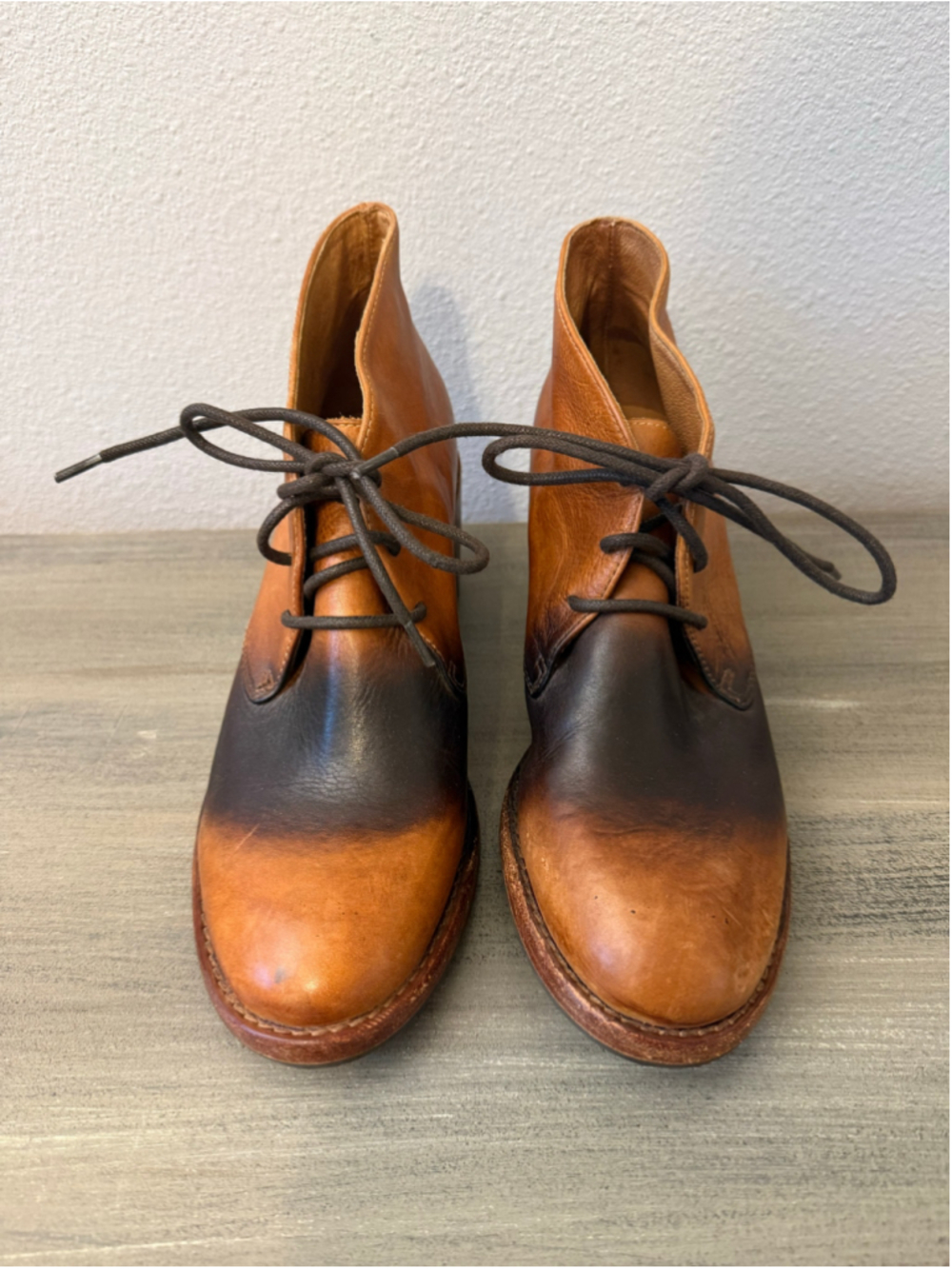 Patricia Nash Sicily Burnished Tan Leather Lace-Up Ankle Boots EUC Size 8